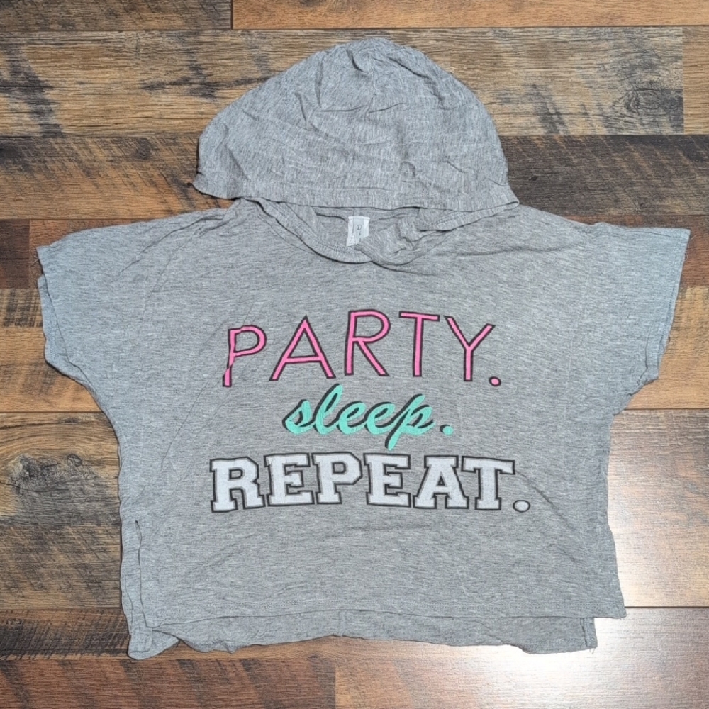 Discreet Gray Hoodie T-Shirt with Colorful Text